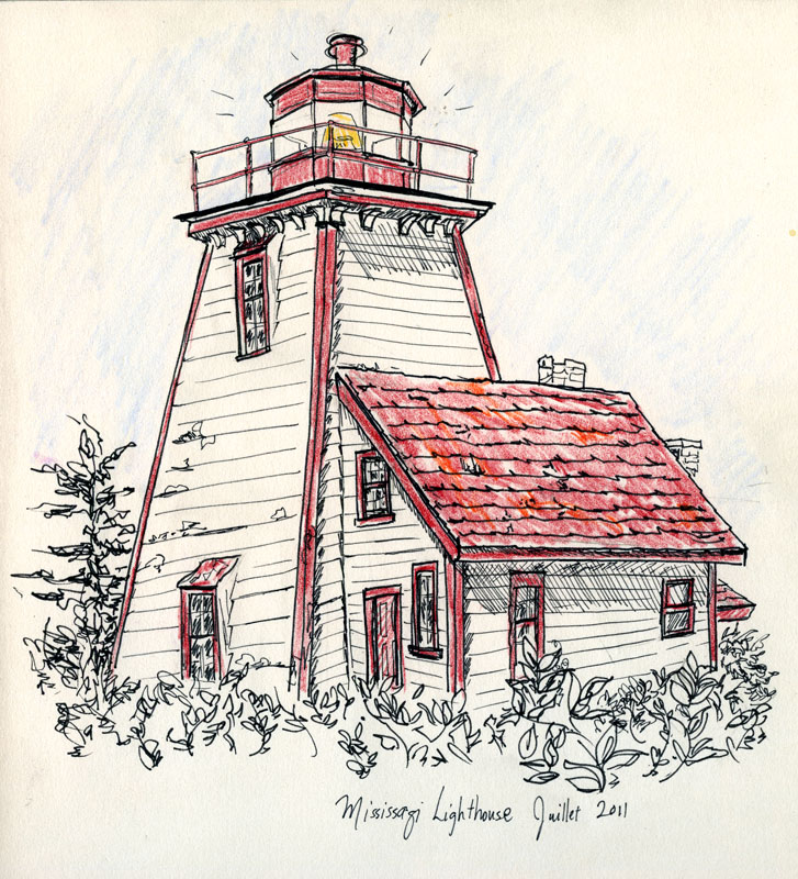 Meldrum Bay and lighthouse sketch Chantal Illustration